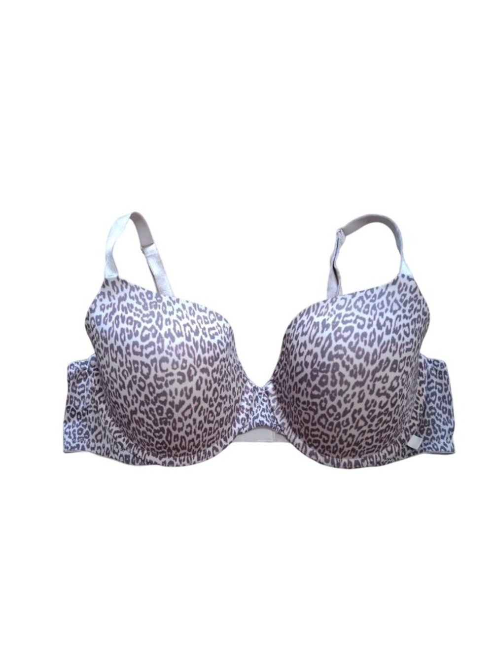 Victorias Secret Lined Demi Bra 40C Leopard Print Adjustable Straps Brown Beige